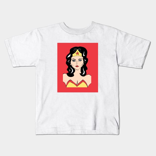 FEMALE SUPERHERO FAN ART Kids T-Shirt by cartoonistguy